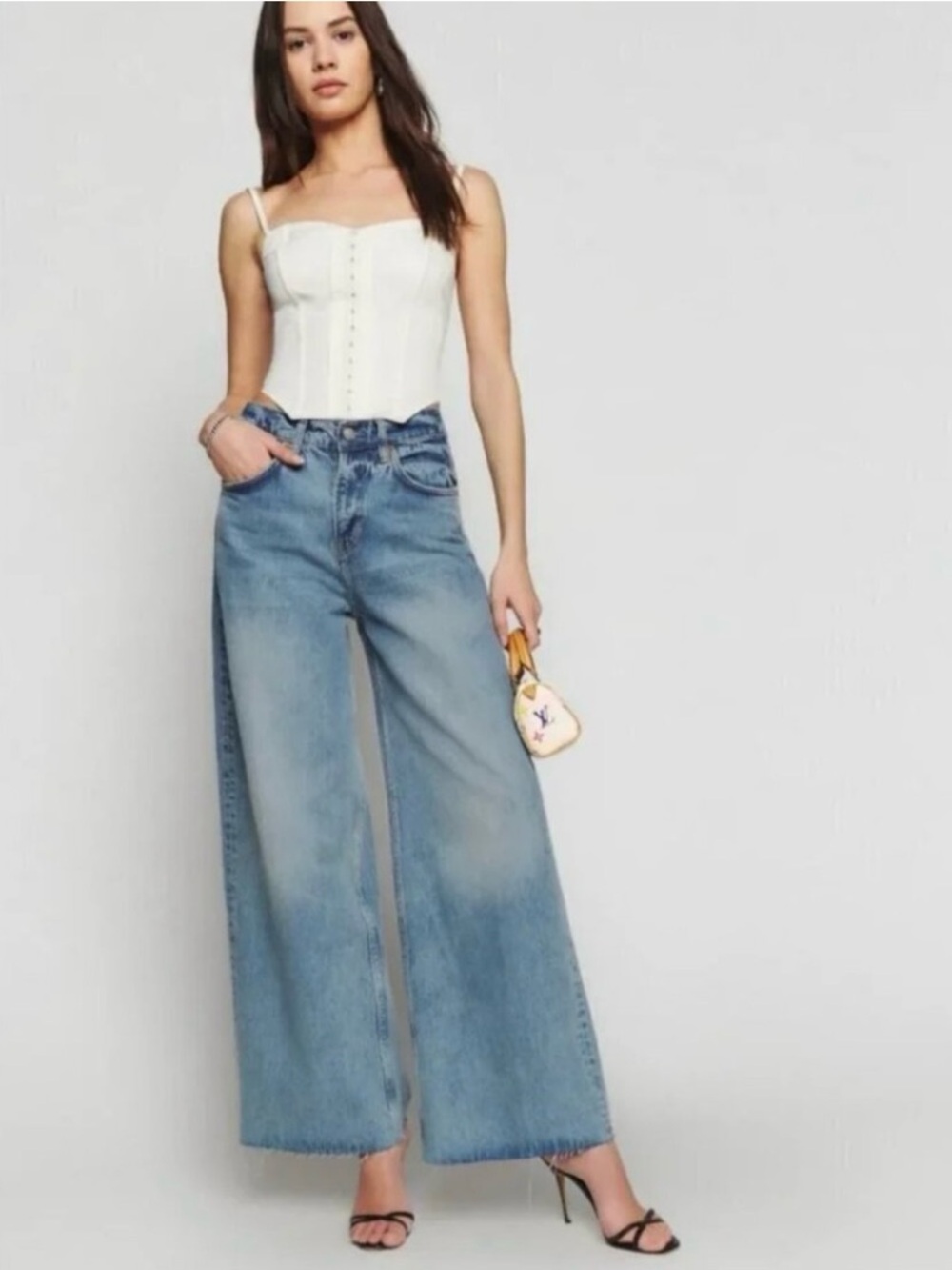 Reformation Light-Blue Wide Leg Jeans